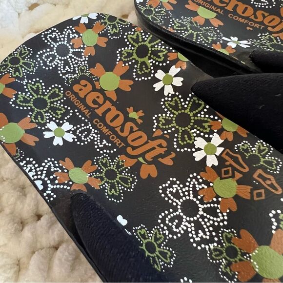 Aerosoft Annette Women's Brown Floral Thong Sandals Size 36/Size 6 - Picture 6 of 13